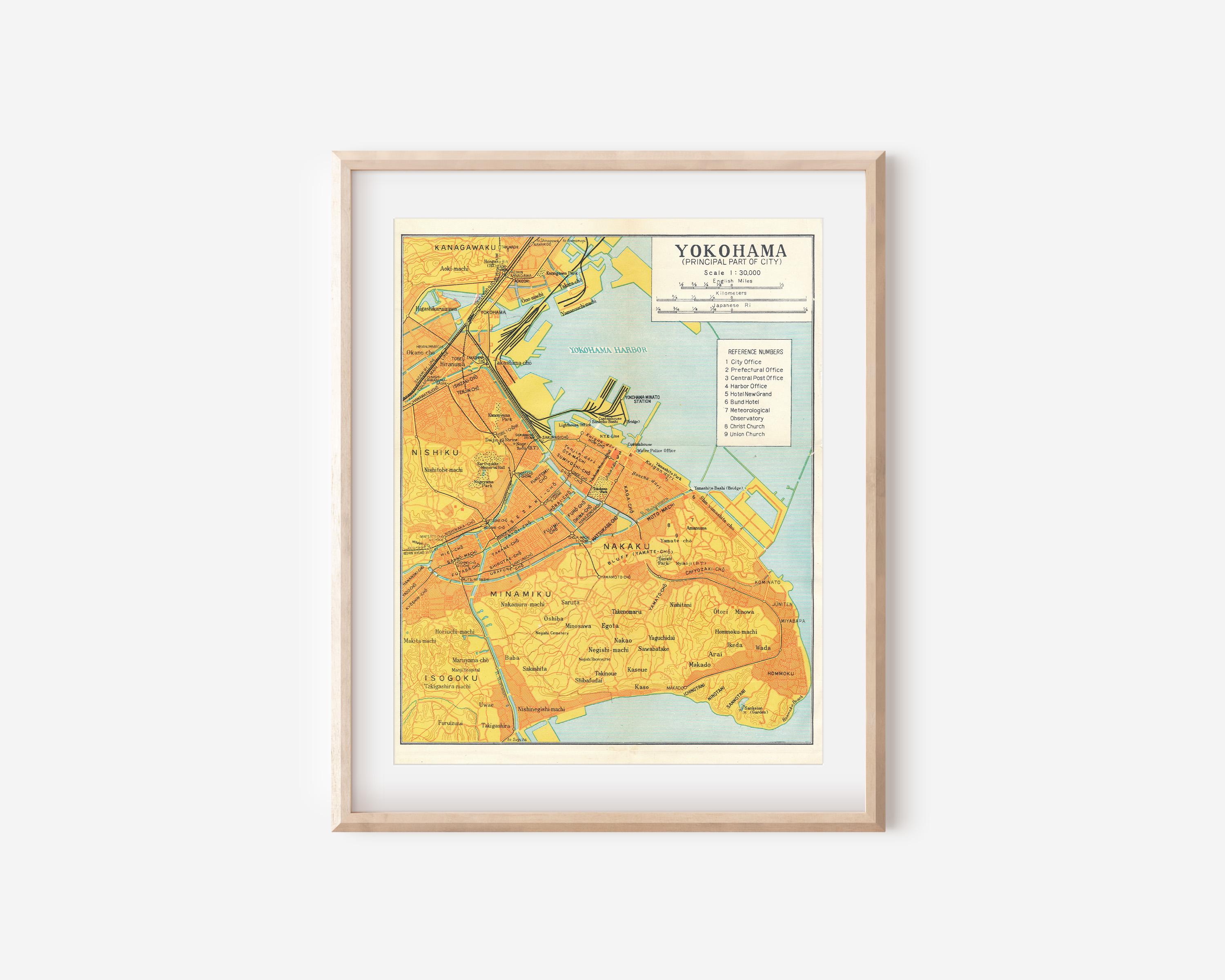 1961 Yokohama Japan Vintage Map - Etsy