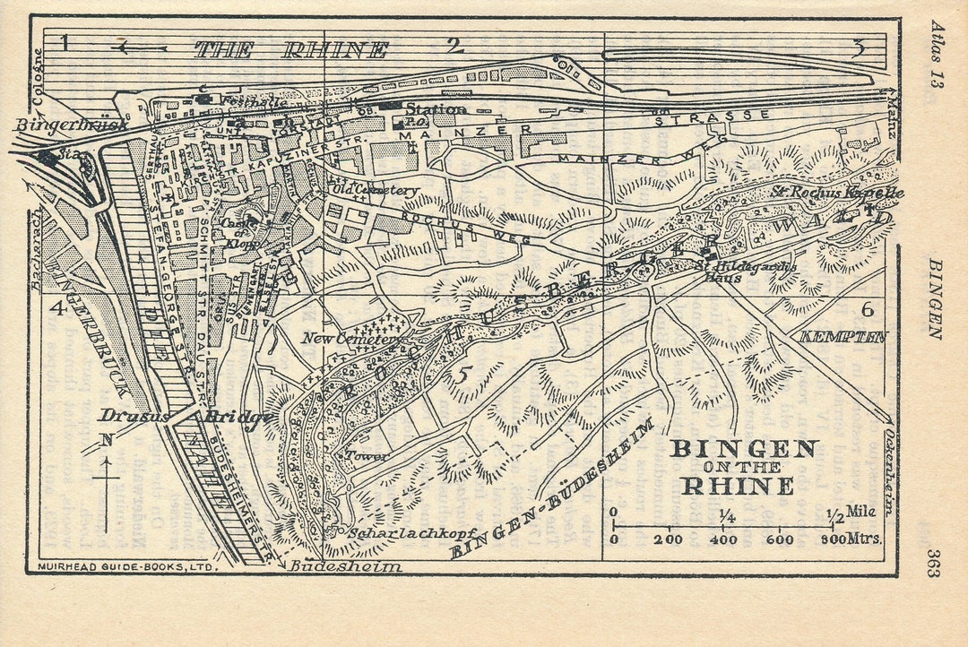 1933 Bingen Germany Antique Map Etsy