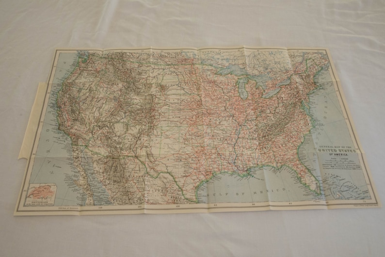 Large 1909 United States Antique Map