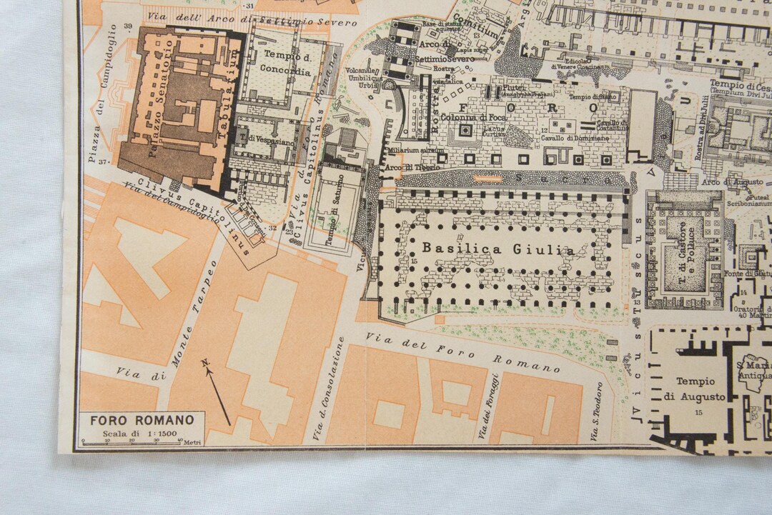 1925 Roman Forum, Rome Italy Antique Map - Etsy