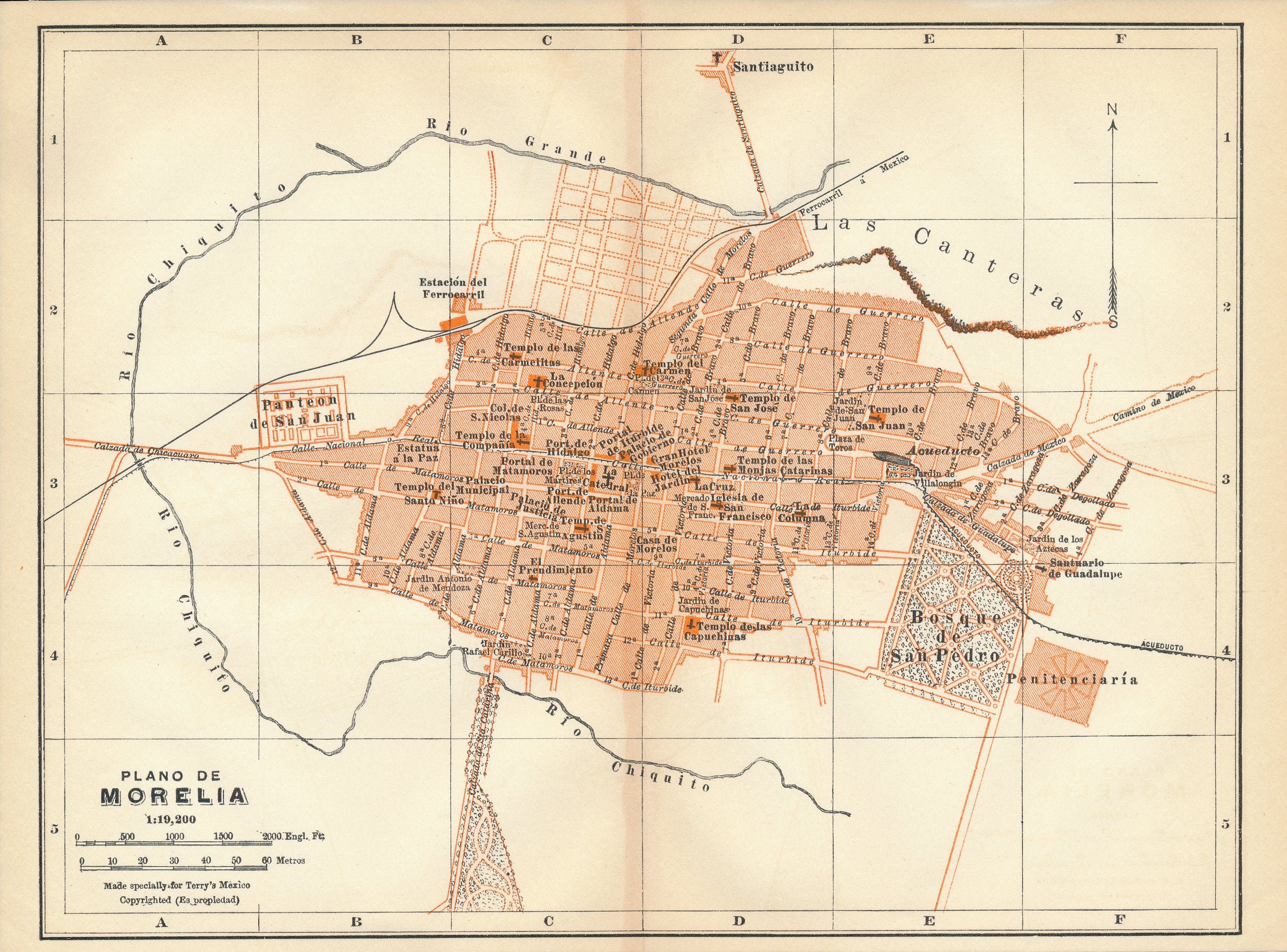 1911 Morelia México Mapa Antiguo Etsy España