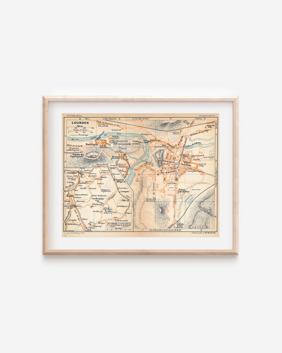 1926年 ルルド フランス アンティーク地図 - Etsy 日本