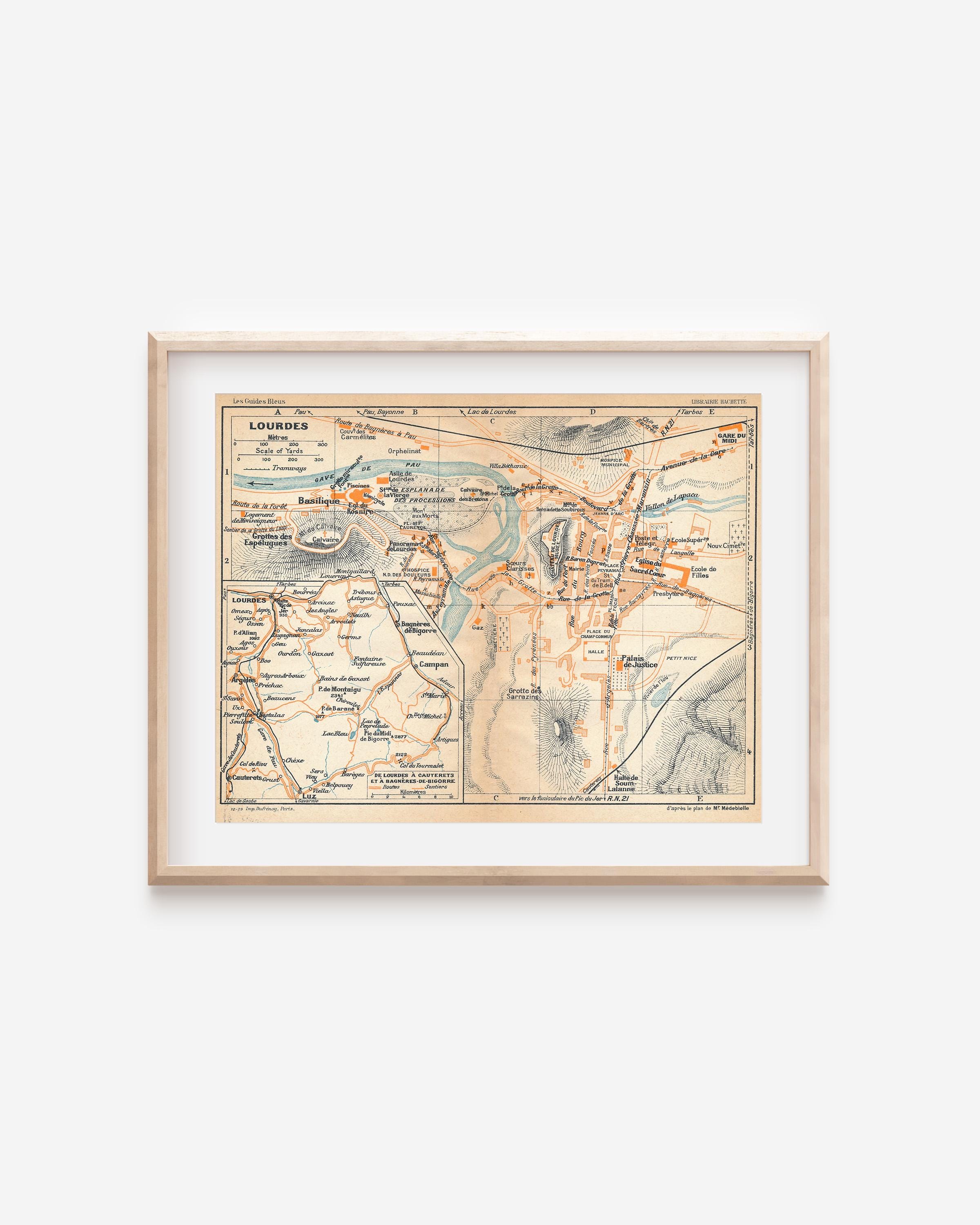 1926年 ルルド フランス アンティーク地図 - Etsy 日本
