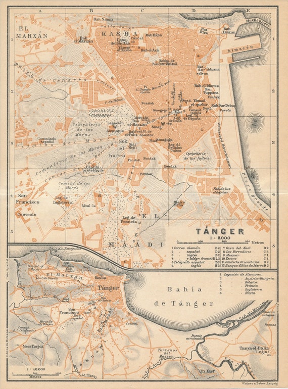 Tánger Marruecos Mapa - Etsy