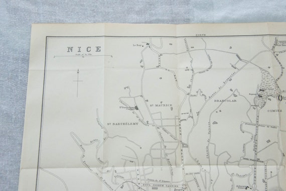1898年 ニース フランス アンティーク地図 - Etsy 日本