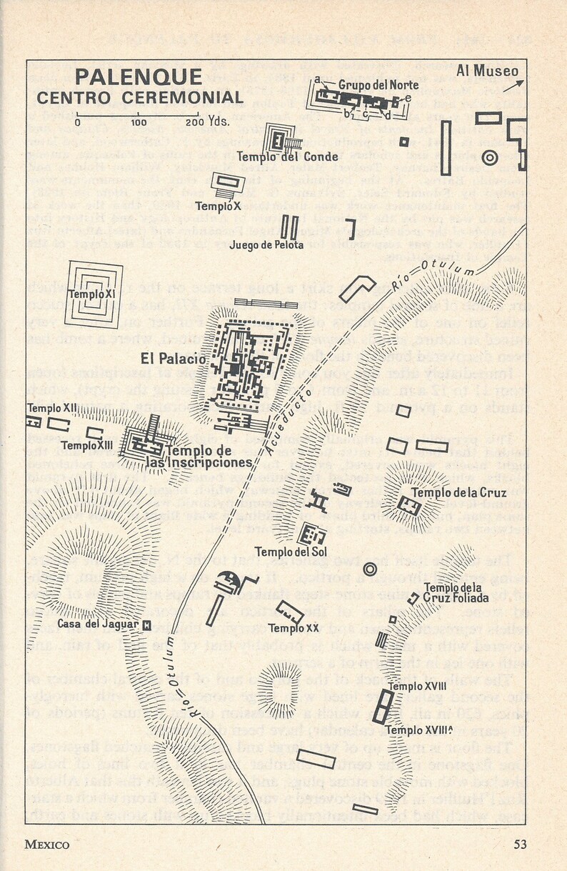 1968 Palenque Mexico Vintage Map image 1