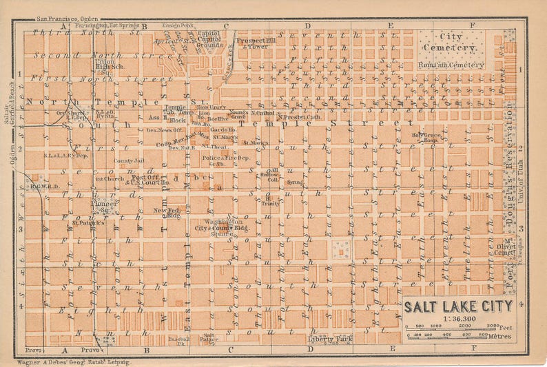 1904 Salt Lake City Utah Antique Map image 2
