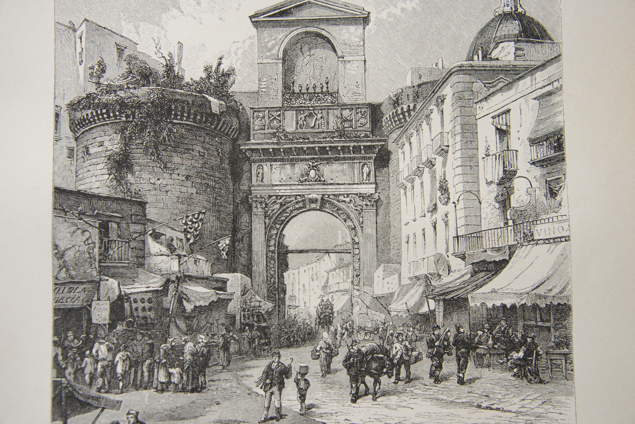 Photo Ancienne De Naples - Tirage Albuminé Vintage Porta Capuana 1885