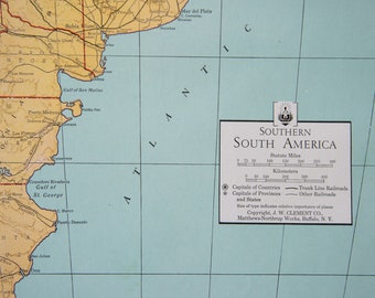 1938 South America Antique Map