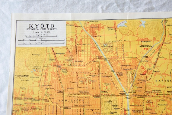 1959 Kyoto Japan Vintage Map - Etsy