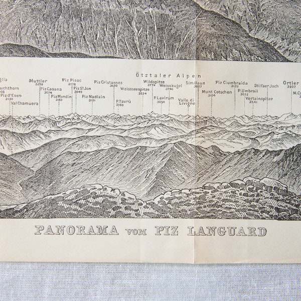 1907 Piz Languard Schweiz Antikes Panorama
