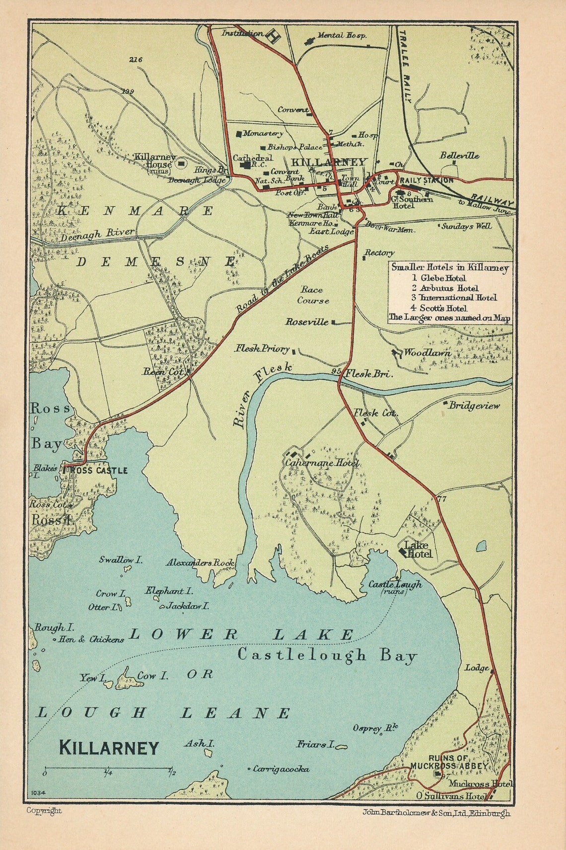 1952 Killarney Ireland Vintage Map Etsy