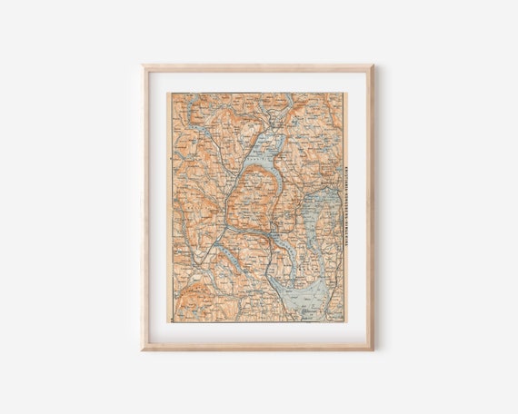 1899 Oslo Norway Environs Antique Map