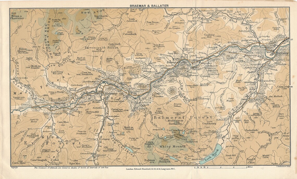 1903 Braemar &amp; Ballater Scotland Antique map | Etsy