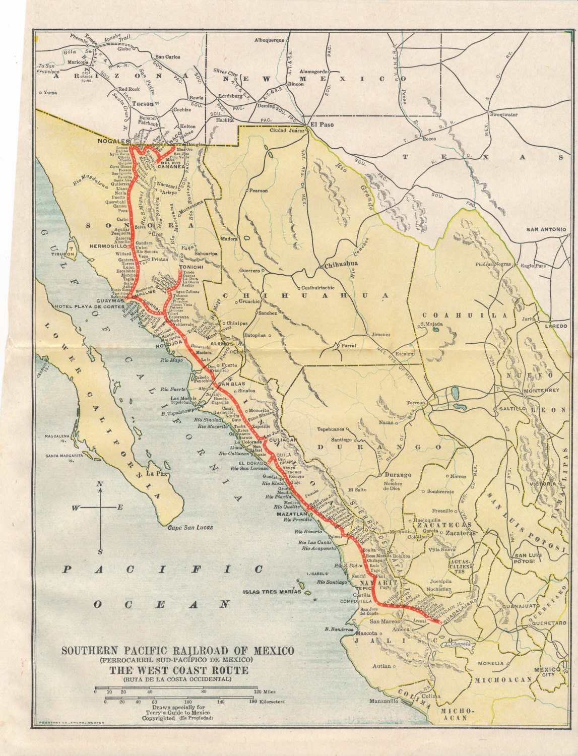 1933 Mapa del Ferrocarril Antiguo de México | Etsy