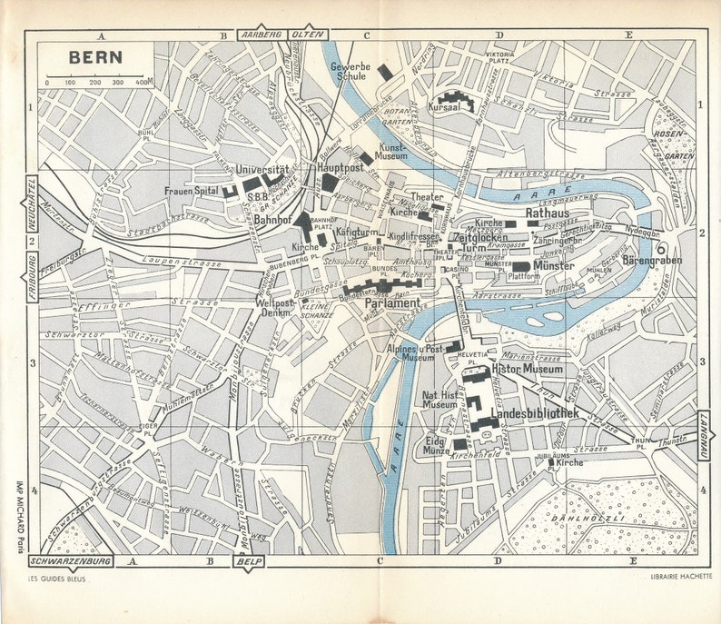1956 Bern Switzerland Vintage Map - Etsy