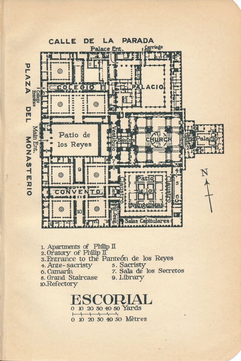 1930 El Escorial Spain Antique Map image 1