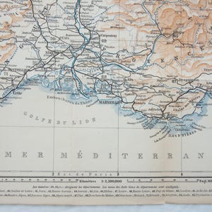 1898 Provence, Southern France, Mediterranean Coast Antique Map