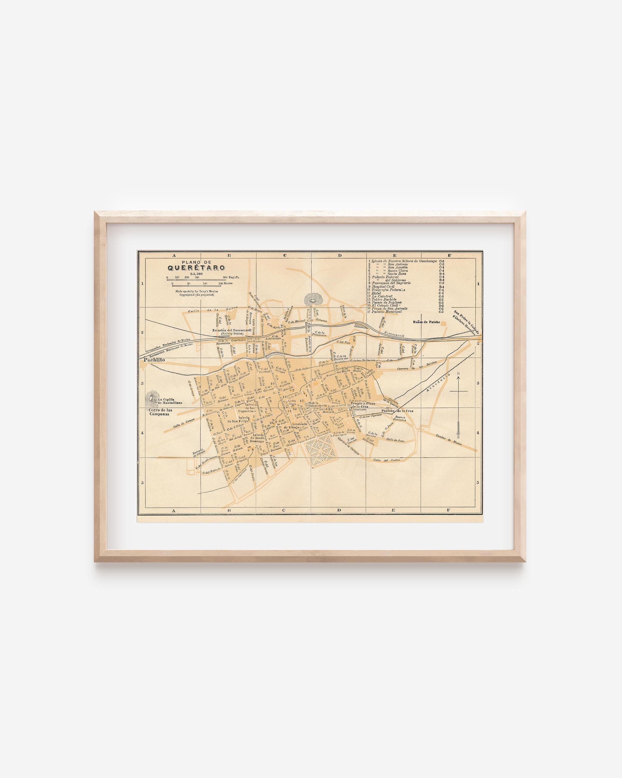 1925 Queretaro Mexico Antique Map