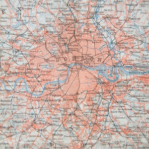 1911 London England Vereinigtes Königreich Antike Landkarte