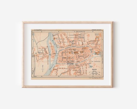1922年 サンス フランス アンティーク マップ - Etsy 日本