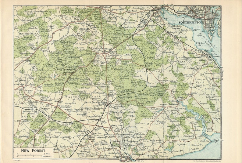 1930 New Forest United Kingdom Antique map image 1