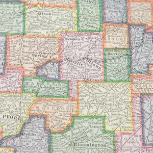 1909 Illinois & Wisconsin Antike Karte