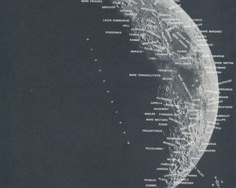Conjunto de impresiones de cartas lunares de 1969: Arte astronómico vintage