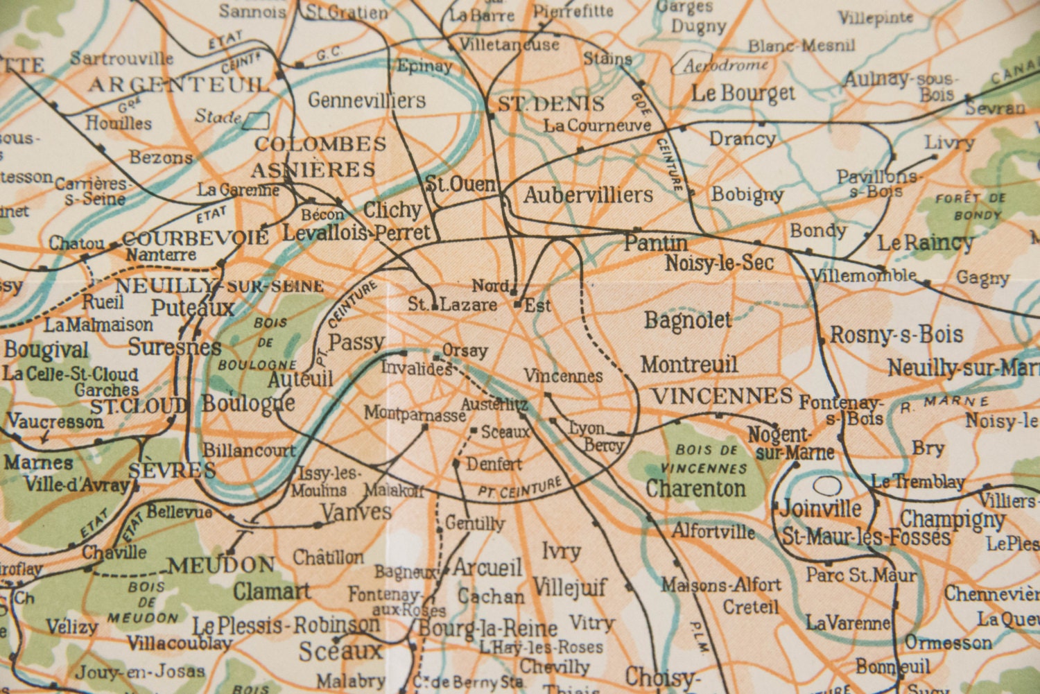 1927 Paris France Antique Map - Etsy