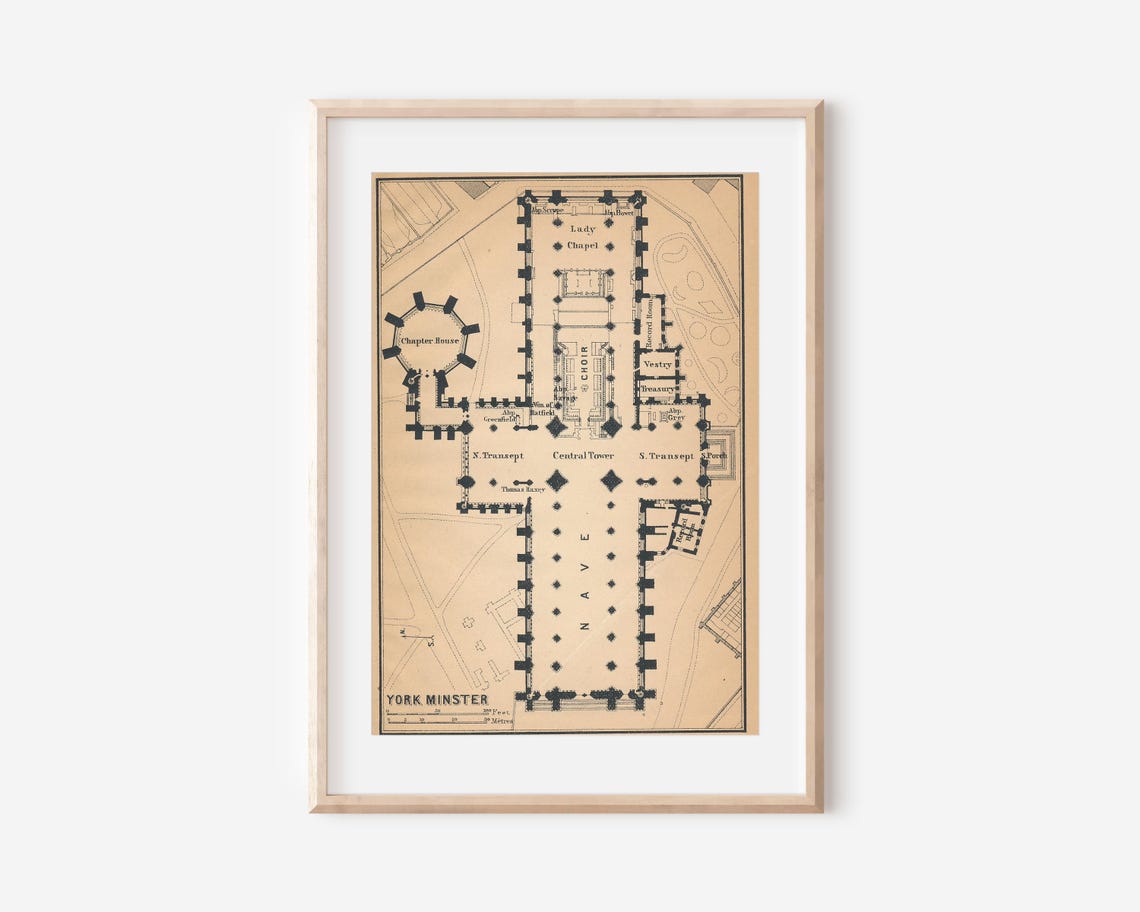 1906-york-minster-cathedral-united-kingdom-antique-map-etsy