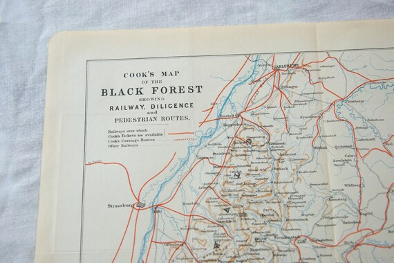 1906 Black Forest Germany Antique Map | Etsy