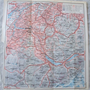 1956 Bern Switzerland Area Vintage Map