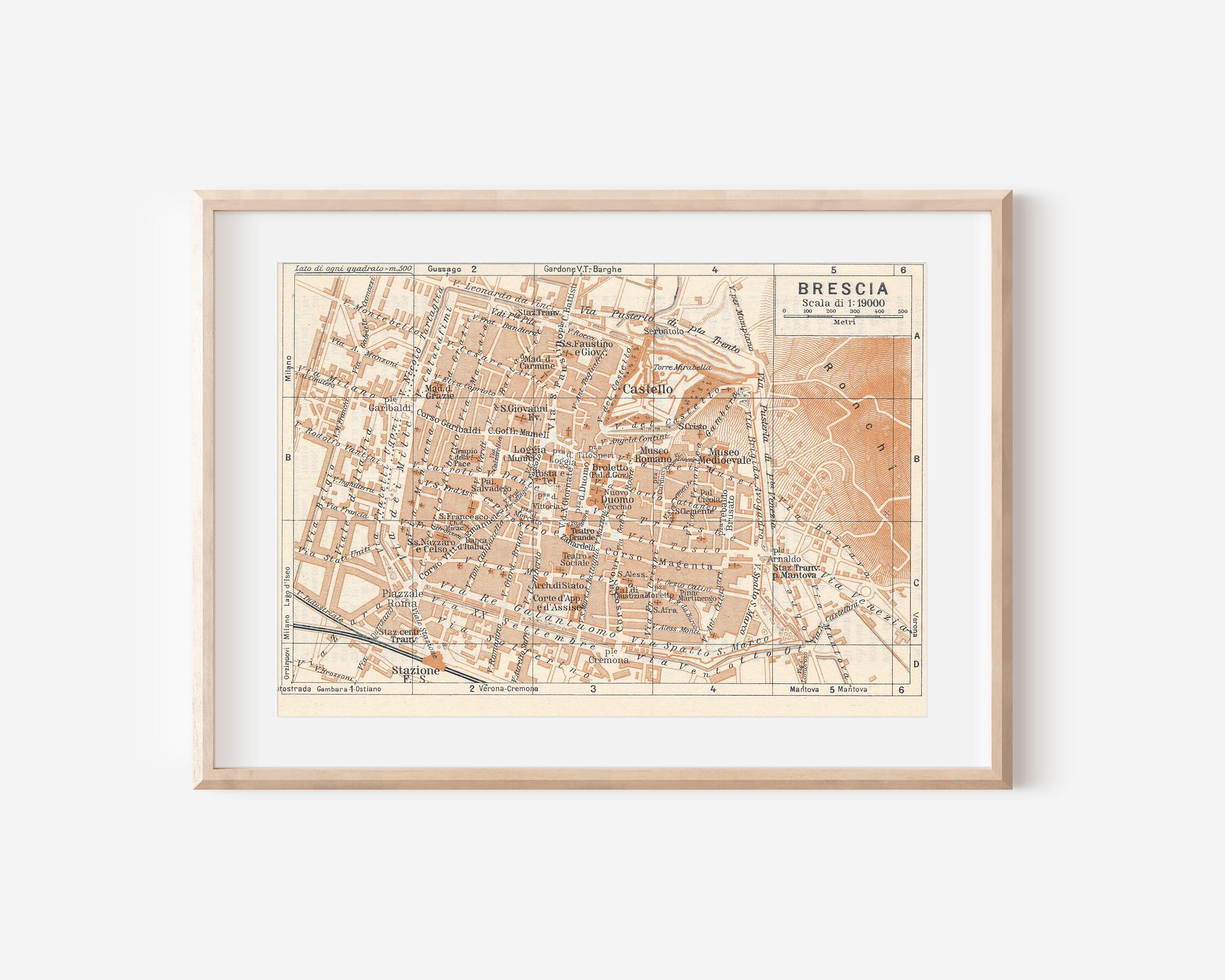 1937 Brescia Italy Antique Map