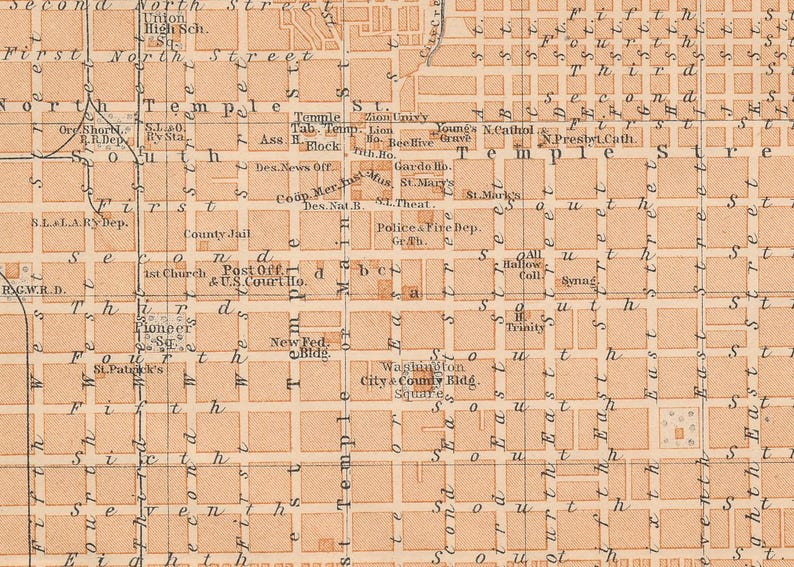 1904 Salt Lake City Utah Antique Map image 3