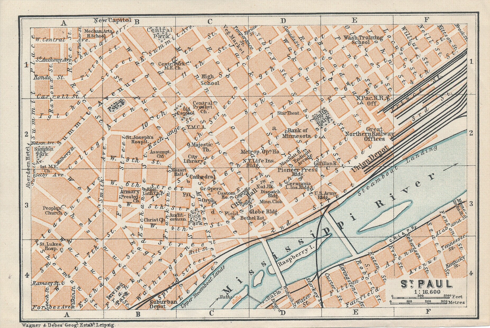 The first printed map of Saint Paul Minnesota - Rare & Antique Maps