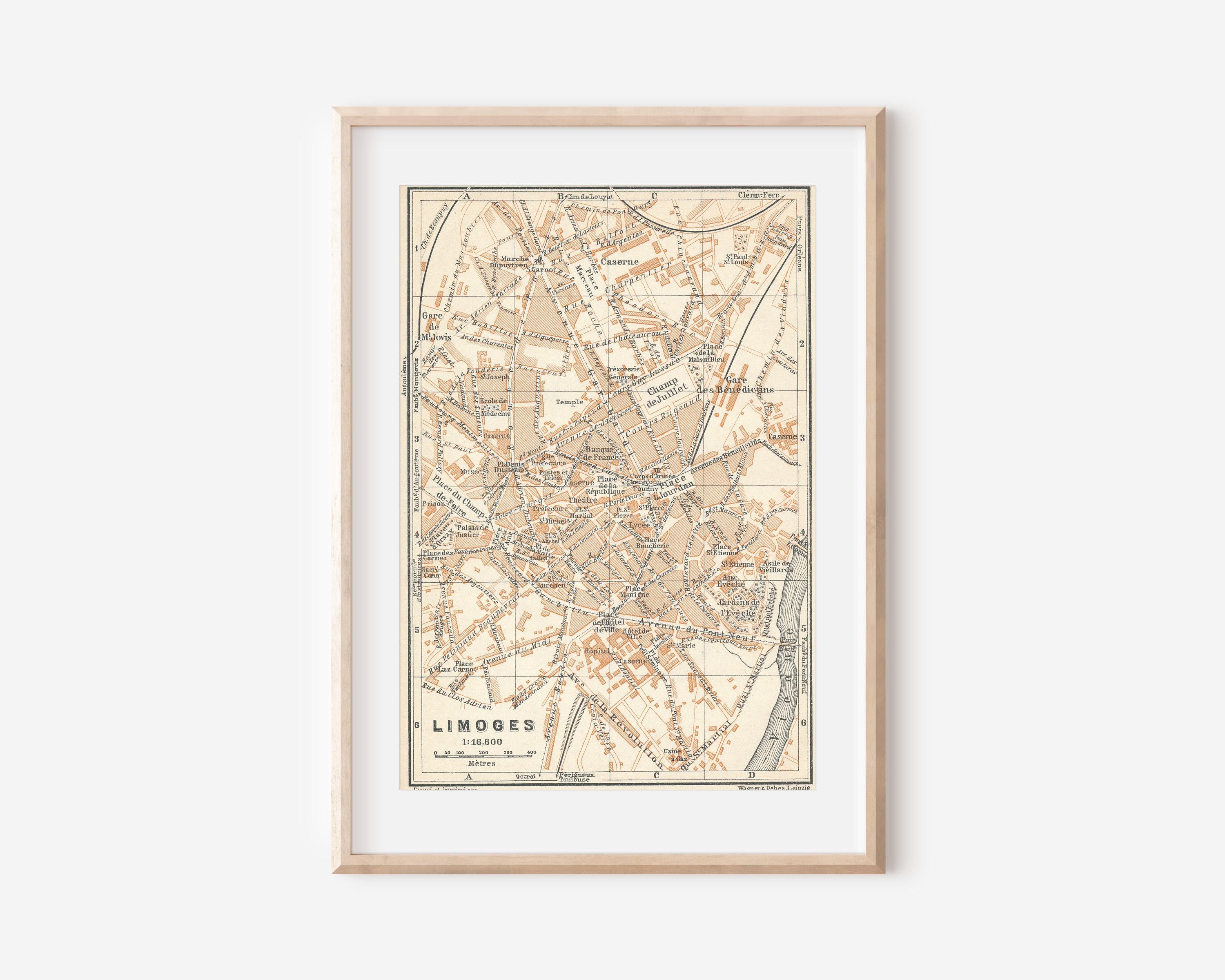1914年 リモージュ フランス アンティーク地図 - Etsy 日本