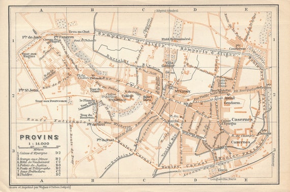 1909 Provins France Antique Map - Etsy Canada