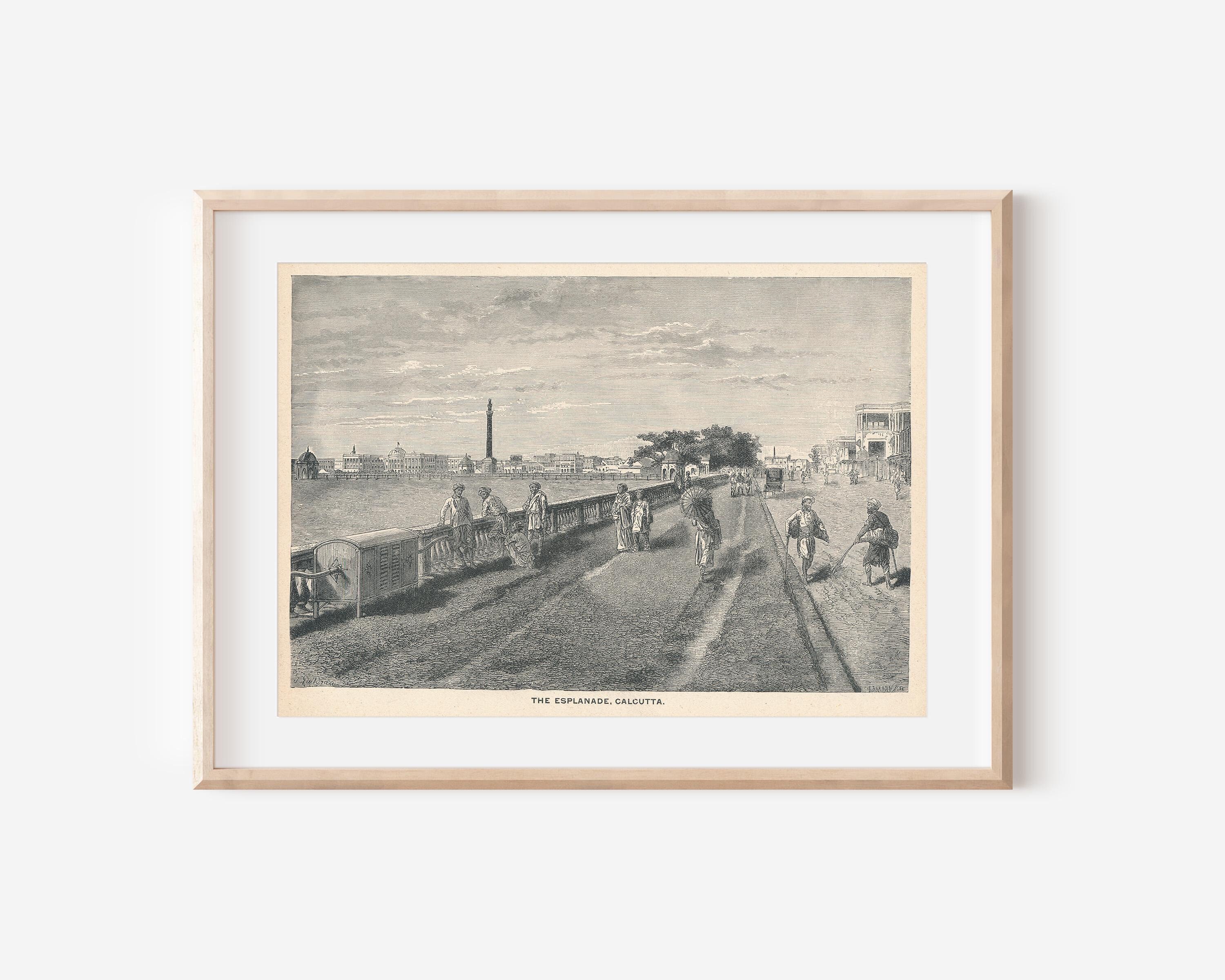 1892 Calcutta India Antique Engraving Print