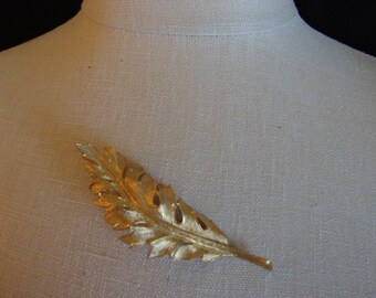 Coro Gold Leaf Brooch, Vintage