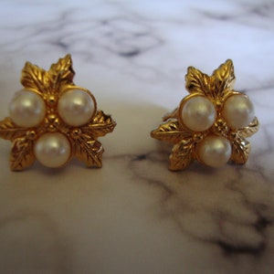 Faux Pearl Earrings, Clip On, Vintage