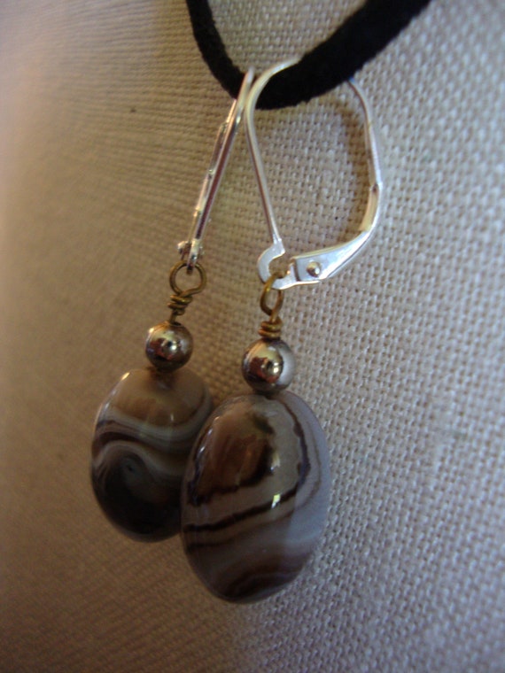Botswana Agate or Jasper Stone Earrings