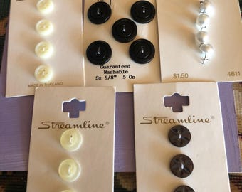 Button and thread supplies grab bag - vintage