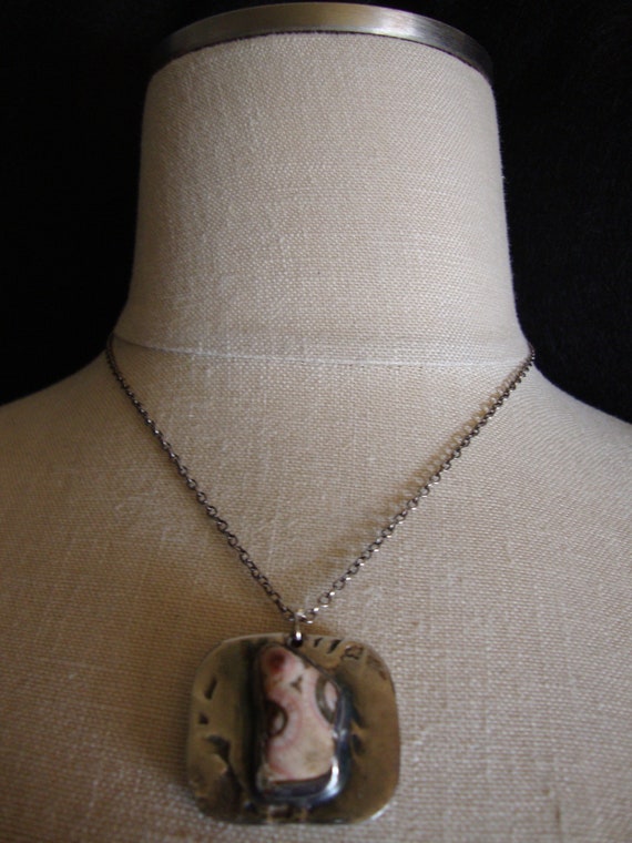 Artisan Crafted Silver and Stone Necklace, Vintage