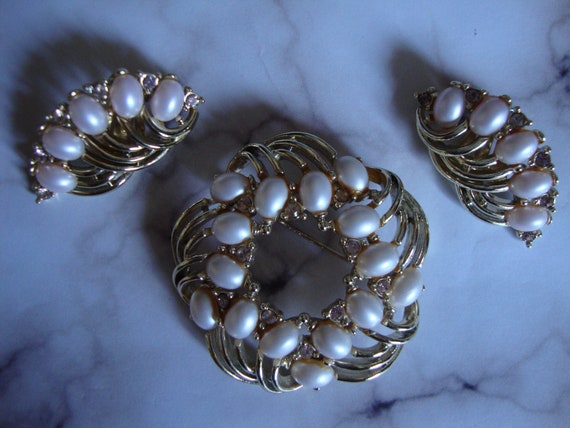 Marboux Brooch and Earring Set, Vintage - image 1