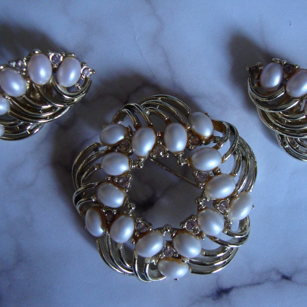 Marboux Brooch and Earring Set, Vintage