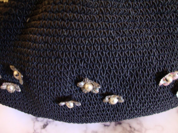 Vintage Handbag, Black & Silver Crochet - image 5