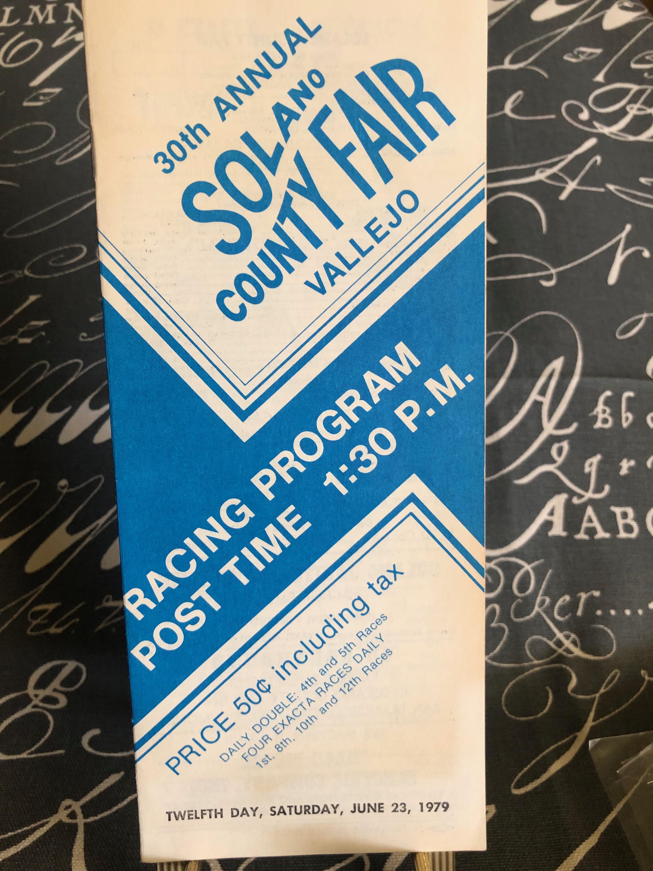 Solano County Fair Horse Race Vintage Ephemera 1979