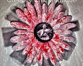 Leatherface Texas Chainsaw Massacre Blood Splatter Flower Hair Clip