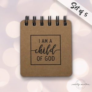 Set of 5 —I Am A Child of God— Notepad Journal Gift for Baptism, Youth Conference, Mission, Young Men, Young Women, Primary, Relief Society