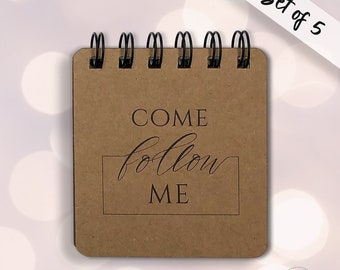Set of 5 — Come Follow Me — Notepad Journal Gift for Baptism, Youth Conference, Mission, Young Men, Young Women, Primary, Relief Society